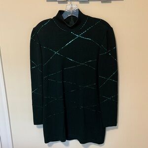 Vintage St. John Evening Forest Green Sweater with Sequins / Size 4 / Beautiful!